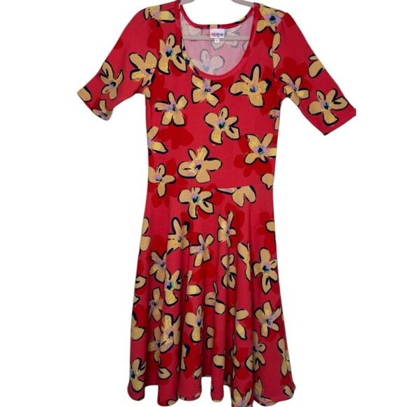 LuLaRoe Floral Orange Yellow Dress Size Medium - Picture 2 of 10